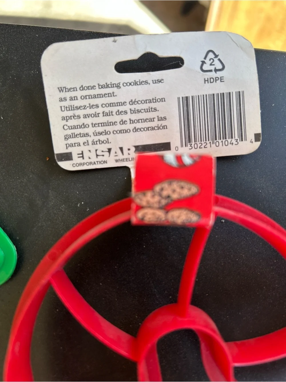 Vintage set of 6 NOS Holiday Candy Cane & Santa Cookie Cutters - Red & Green